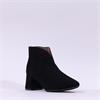 Wonders V Cut Pointed Block Heel Boot - Black Suede